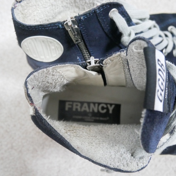 Golden Goose GGDB men's Francy hi-top sneaker Blue suede - Picture 8 of 9